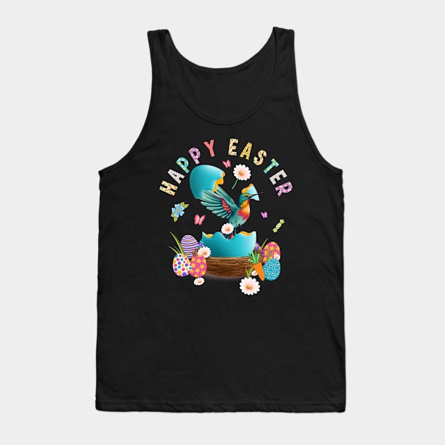 Hummingbird Happy Easter Egg Hunting Easter Day Tank Top by inksplashcreations